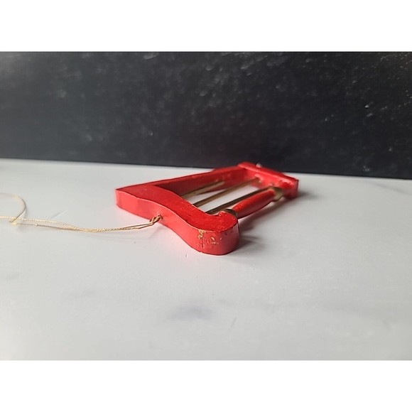 Vintage Christmas Wooden Harp Ornament - Picture 8 of 10